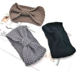 Corn grain Knit Hair band bowknot Crochet Headbands for women 20 Colours Winter Warm wool knit twist headbands Girls Head wrap Ear Muffs