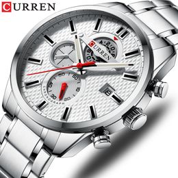 CURREN Fashion Causal Sports Watches Mens Luxury Quartz Watch Stainless Steel Chronograph and Date Luminous hands Wristwatch290M