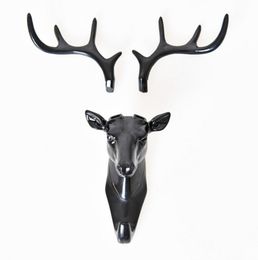 Deer Head Sticky Holders Animal Self Adhesive Hook Clothing Display Racks Wall Bag Keys Coat Hanger Room Decoration