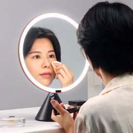 Large round mirror led makeup vanity mirror desktop smart lamps ABS fill light desktop makeup mirror lights