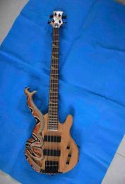 Custom 4 String Cobra Snake Hand Painted Electric Bass Carved Japan Parts Free Shipping