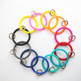 Bracelet Silicone Keychain Holder for Car Keys Fashion Wristlet Round Key Rings Charms Sports Gift Jewellery Bangle Keyrings Chain Accessories