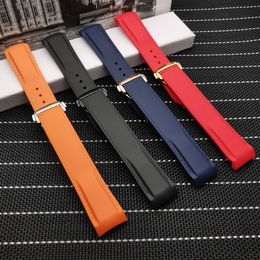 Top quality 20mm 22mm Waterproof Curved End Silicone Rubber Watch band For OMG Planet-Ocean Butterfly Buckle tools free