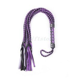 Bondage Faux Leather Braids Master Whip Ride Crop Kinky Tool Flogger Restraint roleplay A76