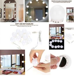 10 Bulbs Vanity LED Makeup Mirror Lights Dimmable Bulb Warm/Cold Tones Dressing Mirror Decorative LED Bulbs Kit Makeup Accessory