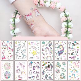 12*7.5cm INS Waterproof Temporary Fake Tattoo Sticker Owl Animal Flower Pink Horse Cartoon Design Kids Child Body Art Make Up Tools M1320