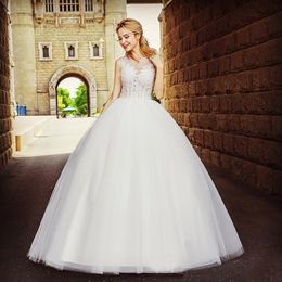 New High Quality A-Line Wedding Dresses New Autumn Winter Small Trailing Wedding Dresses White Collar Lace Sexy Beach Wedding Dresses