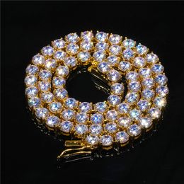 Tennis Chains Necklace Gold Silver 4mm/5mm/6mm 46cm Round Shiny CZ Tennis Chain Nice Gift for Friend