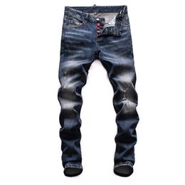 best mens denim jeans NZ - mens designer jeans denim black ripped pants best version fashion skinny broken hole DSNH1 Italy brand bike motorcycle rock revival