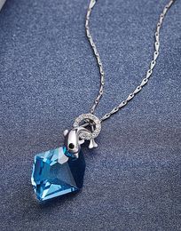 Fashion- sterling silver dolphin necklace with Swarovski crystal silver collarbone chain.