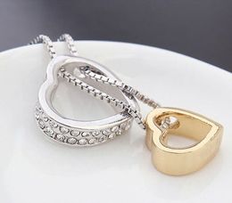 Mode-Anhänger Mode Damen Herz Kristall Charm Anhänger Kette Halskette versilbert Schmuck Ketten Halsketten