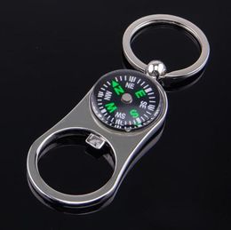 Outdoor Compass Bottle Opener with Metal Key Ring Chain Keyring Keychain Metal Wine Beer Bottle Openers Bar Tool as Gifts SN2646