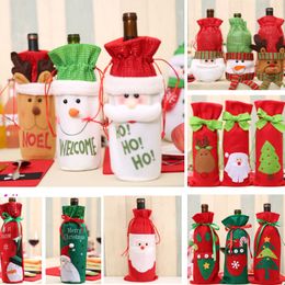 Santa Wine Bottle Cover Bag Christmas Dinner Decor For Reindeer Snowflake Snowman Bottle Hold Bag Case XD21205