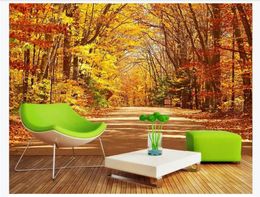 3D Custom wall papers home decor photo wallpaper Golden Autumn Forest Trail HD Living Room TV Sofa Background Mural wallpaper for walls 3d