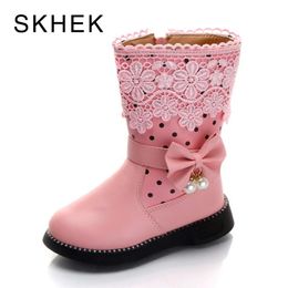 SKHEK Girls Snow Boots New Fashion Comfortable Thick Warm Kids Boots For Children Winter Cute Boys Princess Shoes