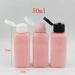 Pink flip Top Cap Packing Bottle,50ML Portable Travel Shampoo Bottle, Empty Cosmetic Containers,Bright Skin Water Makeup Bottle