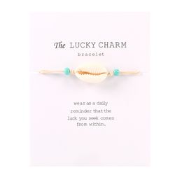 New Natural shell Bracelet with Lucky Card Beach Seashell charm Colorful String Rope chains adjustable Bangle For Women Men Fashion Jewelry
