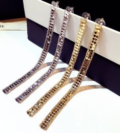 Super glittering diamond sequins long dangle stud earrings for woman girls ins fashion luxury cute designer