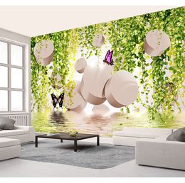 Custom Any Size Wallpaper 3d Vine Butterfly Romantic 3D Living Room Bedroom Background Wall Decoration Wallpaper