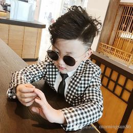 Hot sale Children's clothing spring and autumn a boy's suit Korean version handsome chequer new year suit 2-piece set Coat Pant