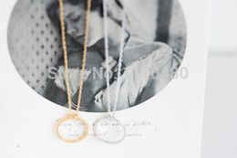 Fashion- Fashion Gold Circle Round Pendant Necklaces for Women Simple Cute Elegant Necklace Party Jewellery Gifts -N083