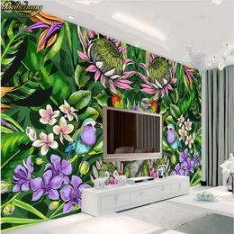beibehang Custom photo wallpaper hand-painted tropical plant bird cartoon American cafe restaurant theme hotel background murals