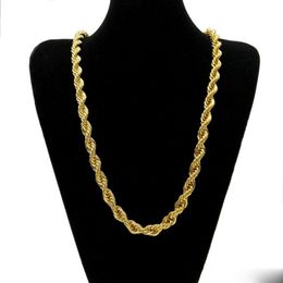 Gold Rope Chain For Men New Fashion Hip Hop Necklace Jewellery 30inch Thick Twist Link Chain