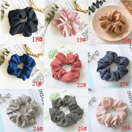 Vintage Scrunchie Stretch Headband Dot Plaid Scrunchies Women Elastic Hair Bands Girls Striped Hair Accessories 27 style