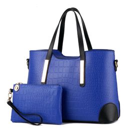 HBPハンドバッグプロセス女性トートバッグハンドバッグ財布セット2個バッグコンポジットクラッチメスボルサフェミニナダークブルー