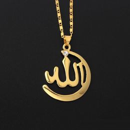 Crystal Muslim Necklace Silver Gold Muslim Islamic Necklace Arabic Religion Sign Pendant Necklace Fashion Jewelry