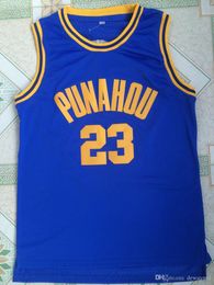 #23 Barack Obama Punahou Jersey Cheap Obama White Blue College Shirts Ed Commemorative Edition Basketball Jerseys