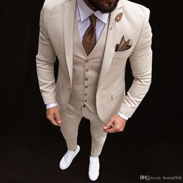 Handsome One Button Groomsmen Notch Lapel Groom Tuxedos Men Suits Wedding/Prom/Dinner Best Man Blazer(Jacket+Pants+Tie+Vest) 801