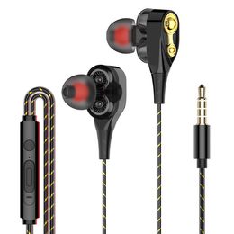 Dual Drive Stereo Wired Earphone In-ear Headset Earbuds Bass Earphones For Samsung 3.5mm Sport Gaming Headset With Mic Volume Control