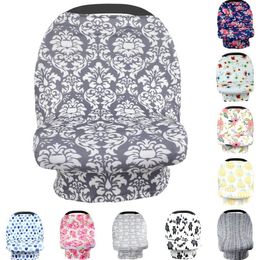 Baby Canopy Car Seat Cover 26styles INS Floral Stretchy Cotton Baby Nursing Cover Feeding Stroller Cover Infant Scarf Blanket GGA3496