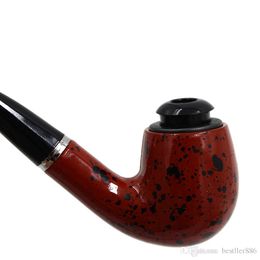 Smoking Set Ebony Wood Smoking Pipe Handmade Brown Tobacco Pipe 12cm Wood Pipe Classic Bent Pipes Gift Cigarette Cigar Tube H0136