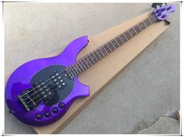 Factory Custom Purple body 4-strings Electric Bass Guitar with Rosewood Fingerboard,Active pickups,Black Hardware,offer customized.