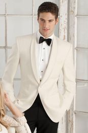 Classic Designe Ivory Men Wedding Tuxedos Excellent Groom Tuxedos Popular Jacket Blazer Men Business Dinner/Darty Suit(Jacket+Pants+Tie) 500
