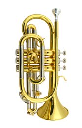 Popular JYCO-E100 Bb tune Trompeta Cornet Brass Gold Plated Professional musical instruments With Case Mouthpiece Free Shipping