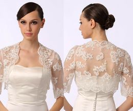 Lace Long Sleeves Bolero Shrug Jacket Stole Wedding Prom Party Dress White Ivory Wedding Lace Jacket334Y