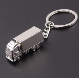 Cool Creative Fashion container truck Metal Keychain Ring Keyring Key Chain Ring Silver Fob Funny Gift Promotion Wedding party SN1006