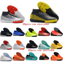 2021 Soccer Shoes Mens Alta Qualidade Top Cleats Mercurial Superflyx VI Cr7 Neymar Elite IC Indoor Superfly Futebol Botas Azul