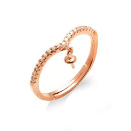 Dangle Ring Blank Findings Zircon 925 Sterling Silver Pearl Ring Mount Rose Gold Colour 5 Pieces
