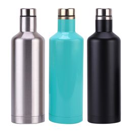 750ml 25oz Wine Bottle Double Wall Vacuum Insulated Wine Glasses with Leak Proof Lid Beer Mugs Travel Water Bottle