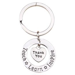 Love Heart Charms Keychain Appreciation Teachers Gifts Keyring Teach &Learn& Inspire Teacher Jewellery Key Chain