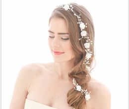 New long pearl handmade tiara wedding hair accessories wedding dress tiara hair band