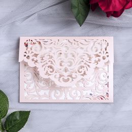 New Elegant Light Pink Laser Cut Invitations Cards For Wedding Bridal Shower Engagement Birthday Graduation Party Invite