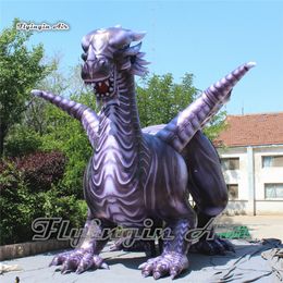 Customized Large Evil Inflatable Dragon Balloon Ferocious Air Blow Up Flying Fire Dragon With Wings For Park Decoration