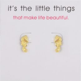 Cute Hippocampus Earrings Alloy Exquisite Gold Silver Colours Stud Earrings Women's Animal Charm Card Jewellery Gifts for Girls