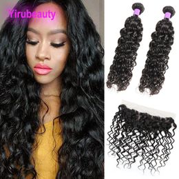 Indian Raw Virgin Hair 2 Bundles With 13X4 Lace Frontal 3 Pieces/lot Human Hair Bundles With Frontal Natural Colour 10-28inch