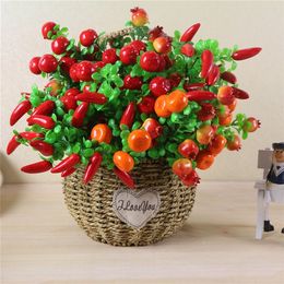 Fake Frtui Plant (5 stems/bunch) 11" Length Simulation Faom Fruits Plastic Leaf for Home Wedding Decorative Artificial Plants